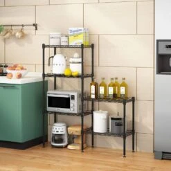 Heavy Duty Modular Metal Shelf : Adjustable, Space-Saving (Kitchen/Garage) In Black -Tahanbath black tahanbath pantry organizers z w2629p176840 44 1000