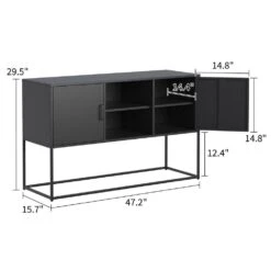 Modern Storage Sideboard Anti-Tilt, Elegant Handles, Magnetic Closure, Eco-Friendly For Home Rooms In Black -Tahanbath black tahanbath pantry organizers z w2735p186339 31 1000