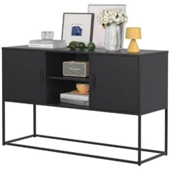 Modern Storage Sideboard Anti-Tilt, Elegant Handles, Magnetic Closure, Eco-Friendly For Home Rooms In Black -Tahanbath black tahanbath pantry organizers z w2735p186339 c3 1000