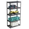 5-Tier Adjustable Metal Storage Solution Heavy-Duty 72 In. H Shelves For Multiple Spaces In Black