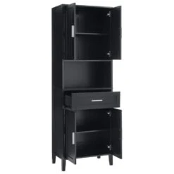 70.9in.H Freestanding Tall Bathroom Cabinet With 1 Drawer, 4 Soft-Close Doors, 2 Adjustable Shelves In Black 10 70.9in.H Freestanding Tall Bathroom Cabinet With 1 Drawer, 4 Soft-Close Doors, 2 Adjustable Shelves In Black -Tahanbath black tahanbath pantry organizers z w308106405 4f 1000