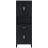 70.9in.H Freestanding Tall Bathroom Cabinet With 1 Drawer, 4 Soft-Close Doors, 2 Adjustable Shelves In Black