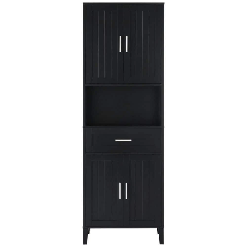 70.9in.H Freestanding Tall Bathroom Cabinet With 1 Drawer, 4 Soft-Close Doors, 2 Adjustable Shelves In Black 1 70.9in.H Freestanding Tall Bathroom Cabinet With 1 Drawer, 4 Soft-Close Doors, 2 Adjustable Shelves In Black