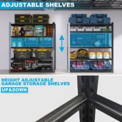 72.05 In. Tall Black Metal Shelves: 5 Removable Dividers, Ideal For Garage, Kitchen And Office -Tahanbath black tahanbath pantry organizers z w328p193845 44 1000