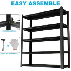 72.05 In. Tall Black Metal Shelves: 5 Removable Dividers, Ideal For Garage, Kitchen And Office -Tahanbath black tahanbath pantry organizers z w328p193845 4f 1000