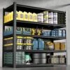 72.05 In. Tall Black Metal Shelves: 5 Removable Dividers, Ideal For Garage, Kitchen And Office