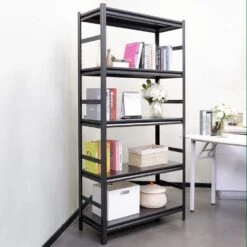 2000LBS Load 5-Tier Metal Shelves: Adjustable, H63W31.5D15.7 (Kitchen/Garage) In Black -Tahanbath black tahanbath pantry organizers z w328p194166 31 1000