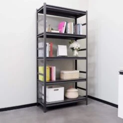 2000LBS Load 5-Tier Metal Shelves: Adjustable, H63W31.5D15.7 (Kitchen/Garage) In Black -Tahanbath black tahanbath pantry organizers z w328p194166 4f 1000