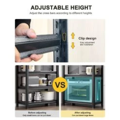 2000LBS Load 5-Tier Metal Shelves: Adjustable, H63W31.5D15.7 (Kitchen/Garage) In Black -Tahanbath black tahanbath pantry organizers z w328p194166 76 1000