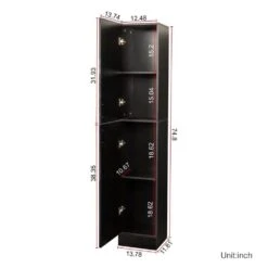 Freestanding Cabinet With Inadjustable Shelves And 2 Doors For Kitchen, Dining Room, Black -Tahanbath black tahanbath pantry organizers z w33165048 c3 1000