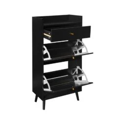Rattan, Allen 2 Door 1 Drawer Cabinet, Shoe Rack, Double Layer, Suitable For Entrance In Black 7 Rattan, Allen 2 Door 1 Drawer Cabinet, Shoe Rack, Double Layer, Suitable For Entrance In Black -Tahanbath black tahanbath pantry organizers z w688141535 1f 1000
