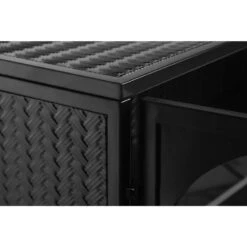 Modern 3-Tier Glass Door Wall Cabinet With Woven Pattern, Ideal For Multiple Rooms-Black -Tahanbath black tahanbath pantry organizers z w757119331 66 1000