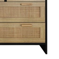4-Drawers Rattan Cabinet, For Bedroom, Living Room, Dining Room, Hallways, Easy Assembly, Black -Tahanbath black tahanbath pantry organizers z w757137660 44 1000