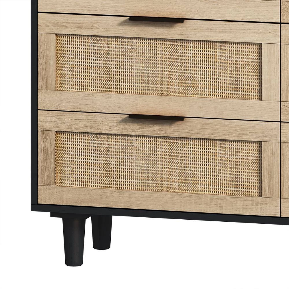 43.31 In. 6-Drawers Rattan Storage Cabinet Rattan Drawer, For Bedroom, Living Room, Black 5 43.31 In. 6-Drawers Rattan Storage Cabinet Rattan Drawer, For Bedroom, Living Room, Black - Image 5
