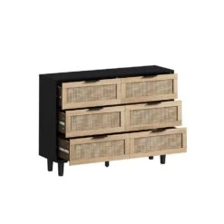 43.31 In. 6-Drawers Rattan Storage Cabinet Rattan Drawer, For Bedroom, Living Room, Black 10 43.31 In. 6-Drawers Rattan Storage Cabinet Rattan Drawer, For Bedroom, Living Room, Black -Tahanbath black tahanbath pantry organizers z w75784348 66 1000