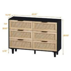 43.31 In. 6-Drawers Rattan Storage Cabinet Rattan Drawer, For Bedroom, Living Room, Black 11 43.31 In. 6-Drawers Rattan Storage Cabinet Rattan Drawer, For Bedroom, Living Room, Black -Tahanbath black tahanbath pantry organizers z w75784348 c3 1000