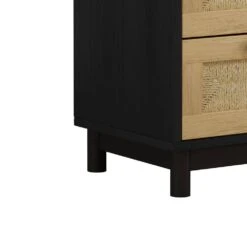 30.31 In. 3-Drawers Storage Cabinet Rope Woven Drawer, For Bedroom, Living Room, Dining Room, Hallways, Black -Tahanbath black tahanbath pantry organizers z w757p151925 1f 1000