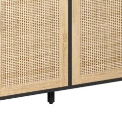 62.20"Elegant And Functional 4-Door Rattan Decorative Storage Cabinet,for Bedroom,Living Room,Office In Black -Tahanbath black tahanbath pantry organizers z w757p174987 4f 1000