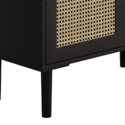 4-Doors Rattan Mesh Storage Cabinet, Sideboard With Eight Storage Spaces, For Entryway, Living Room, Hallway (Black) -Tahanbath black tahanbath pantry organizers z w757p198555 4f 1000