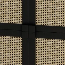 4-Doors Rattan Mesh Storage Cabinet, Sideboard With Eight Storage Spaces, For Entryway, Living Room, Hallway (Black) -Tahanbath black tahanbath pantry organizers z w757p198555 fa 1000