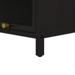 Modern Black 4-Tier Glass Door Cabinet With 5-Tier Storage, For Entryway, Living Room, Bathroom, Dining Room -Tahanbath black tahanbath pantry organizers z w757p241562 1f 1000