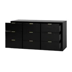 63 In. 9-Drawer Dresser: Large Deep Chest For Bedroom/Living Room In Black