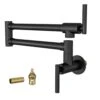 Pot Filler Faucet-Wall Mount Kitchen Sink Faucet Folding Stretchable With Single Hole 2-Handles, Black