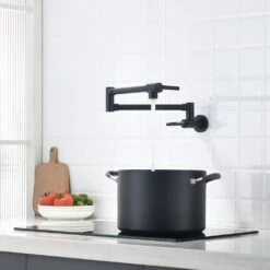 Brass Pot Filler, Wall Mount Commercial Pot Filler Faucet, Brass Copper Material Kitchen Folding Faucet -Tahanbath black tahanbath pot fillers z w1932p144229 1f 1000