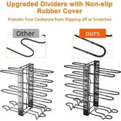 8-Tier Upgraded Pot Organizer Standing Pot Rack : Stores Pots, Pans & Lids, Ideal For Kitchen Cabinets In Black -Tahanbath black tahanbath pot racks z d0102757s8p 76 1000