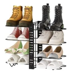 8-Tier Upgraded Pot Organizer Standing Pot Rack : Stores Pots, Pans & Lids, Ideal For Kitchen Cabinets In Black -Tahanbath black tahanbath pot racks z d0102757s8p fa 1000