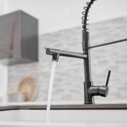 Commercial Kitchen Faucet With Single-Handle, Pull Down Sprayer Kitchen Faucet, Kitchen Sink Faucet In Black Bronze -Tahanbath black tahanbath pull down kitchen faucets y xy 191 33orb 50 1 us 44 1000