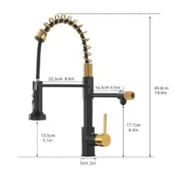 Single-Handle Pull Down Sprayer Kitchen Faucet In Black, Brushed Gold Drinking Water Faucet 3 In 1 Commercial Style -Tahanbath black tahanbath pull down kitchen faucets y xy 33bng 2p us 66 1000