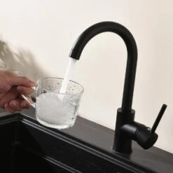 Matte Black Kitchen Faucet Single Handle Stainless Steel, Commercial Single Hole Kitchen Sink Faucet 9 Matte Black Kitchen Faucet Single Handle Stainless Steel, Commercial Single Hole Kitchen Sink Faucet -Tahanbath black tahanbath pull down kitchen faucets z w1932p156233 4f 1000