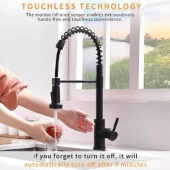 Touchless Kitchen Faucet, Hands Free Automatic Smart Kitchen Faucet Black Smart Kitchen Faucet -Tahanbath black tahanbath pull down kitchen faucets z w1932p156238 44 1000