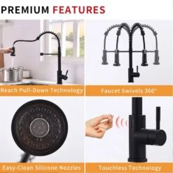 Touchless Kitchen Faucet, Hands Free Automatic Smart Kitchen Faucet Black Smart Kitchen Faucet -Tahanbath black tahanbath pull down kitchen faucets z w1932p156238 4f 1000