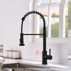 Touchless Kitchen Faucet, Hands Free Automatic Smart Kitchen Faucet Black Smart Kitchen Faucet -Tahanbath black tahanbath pull down kitchen faucets z w1932p156238 76 1000