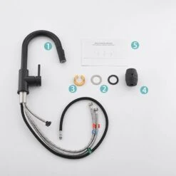 12.8 In. 360° Spout Swivel Black Kitchen Faucets With Pull Down Sprayer, Bathroom Sink Faucets Mini Bar Prep Faucet -Tahanbath black tahanbath pull down kitchen faucets z w1932p171712 44 1000