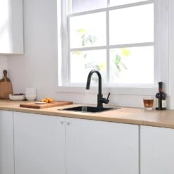 12.8 In. 360° Spout Swivel Black Kitchen Faucets With Pull Down Sprayer, Bathroom Sink Faucets Mini Bar Prep Faucet -Tahanbath black tahanbath pull down kitchen faucets z w1932p171712 c3 1000