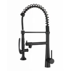 21.4 In. Single Handle Pull Down Sprayer Kitchen Faucet 360° Spout Swivel In Black