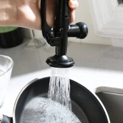 Commercial Kitchen Faucet Pull Down Sprayer Black And Nickel, Single Handle Kitchen Sink Faucet -Tahanbath black tahanbath pull down kitchen faucets z w1932p172303 1f 1000