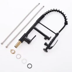 Commercial Kitchen Faucet Pull Down Sprayer Black And Nickel, Single Handle Kitchen Sink Faucet -Tahanbath black tahanbath pull down kitchen faucets z w1932p172303 76 1000