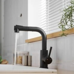 Sink Faucet, Black Kitchen Faucets With Pull Out Sprayer, Bathroom Sink Faucets Mini Bar Prep Faucet -Tahanbath black tahanbath pull down kitchen faucets z w1932p186915 4f 1000