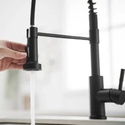 Kitchen Faucet With Pull Down Sprayer Black Stainless Steel Single Handle Pull Out Spring Sink Faucets -Tahanbath black tahanbath pull down kitchen faucets z w1932p224868 1f 1000