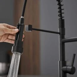 Commercial Stainless Steel Kitchen Faucet With Pull Down Sprayer, Single Handle Single Lever Kitchen Sink Faucet -Tahanbath black tahanbath pull down kitchen faucets z w1932p224883 fa 1000