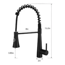 15.2 In 360° Spout Swivel Black Kitchen Faucet With Pull Out Sprayer, Single Handle Lever Kitchen Sink Faucet -Tahanbath black tahanbath pull down kitchen faucets z w1932p288181 c3 1000