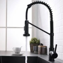 Kitchen Faucet With Pull Out Sprayer Brushed Nickel Stainless Steel Single Handle Kitchen Sink Faucets -Tahanbath black tahanbath pull out kitchen faucets z w1932130231 4f 1000