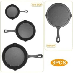 3-Piece Pre-Seasoned Cast Iron Skillet Set 6/8/10 In. Non-Stick Oven Safe Cookware Heat-Resistant Frying Pan -Tahanbath black tahanbath skillets z d0102hquefa 66 1000