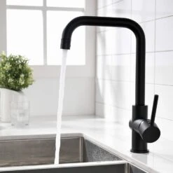 Single Handle Wall Mount Standard Kitchen Faucet In Black -Tahanbath black tahanbath standard kitchen faucets z w1932p171824 c3 1000