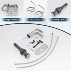 Sink Faucet With Deck Plate Waterfall Brushed With Pop Up Drain And Supply Lines Bathroom Faucets -Tahanbath black tahanbath standard kitchen faucets z w1932p180746 4f 1000