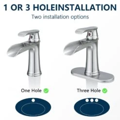 Sink Faucet With Deck Plate Waterfall Brushed With Pop Up Drain And Supply Lines Bathroom Faucets -Tahanbath black tahanbath standard kitchen faucets z w1932p180746 c3 1000